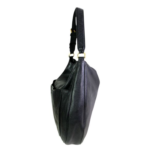 ROOMY Marc Jacobs NY BLACK GENUINE LEATHER FLAP HOBO SHOULDER BAG PURSE HANDBAG - Picture 4 of 16
